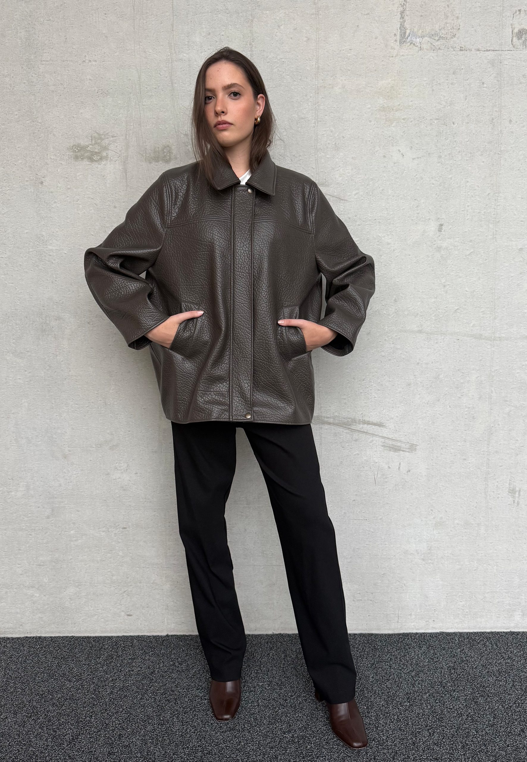 VEGAN LEATHER JACKET 'HENRY' ANTHRAZIT